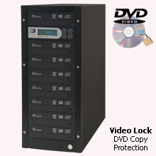 CopyBox 7 met Video Lock Copy Protection - dvd video disks produceren kopieerbeveiliging zonder computer software productie duplicator toren